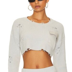 SER.O.YA Distressed Knit Sweater in Silver